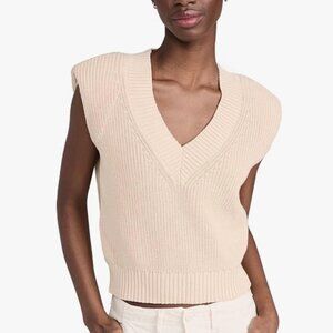 NWT Pistola Bella Sleeveless Shoulder Pad Sweater Vest Small Agave/Tan